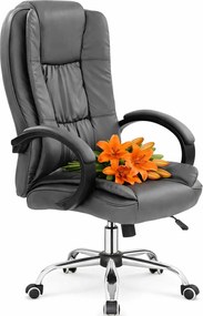 Szary Fotel Skórzany Obrotowy B3-R14