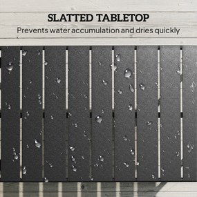 Outsunny Stolik kawowy na zewnątrz, odporny prostokątny metalowy stolik na patio z lamelowym blatem do użytku zewnętrznego | Aosom PL