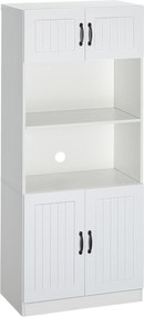 HOMCOM Kuchenny szafka Bufet kuchenny Szafka, Styl wiejski, 2 szafki, 2 półki, 70 cm x 40 cm x 170 cm Biały + Czarny