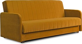 Sofa z Funkcją Spania PORTO Wersalka Rozkładana Dwuosobowa Musztardowa Nowoczesna do Salonu