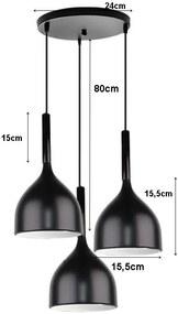 Lampa sufitowa metalowa klosz wisząca AT19-3SZ-Black