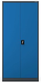 Szafa na dokumenty biurowa metalowa antracytowo-niebieska: JAN H, 900 x 1950 x 400 mm