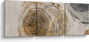 Obraz - Abstrakcja pnia (z zegarem) (90x30 cm)