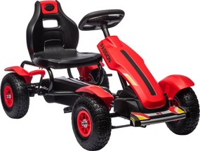 HOMCOM Gokart na pedały z hamulcem ręcznym, regulowanym siedzeniem, przód-tył, do 50 kg dla dzieci 5-12 lat Czerwony | Aosom PL