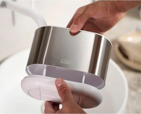 Stojak na szczoteczki do zębów ze stali nierdzewnej w kolorze srebra Duo Steel – Joseph Joseph