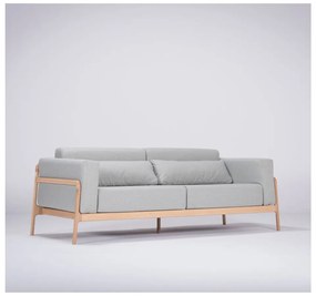 Niebieskoszara sofa z konstrukcją z litego drewna dębowego Gazzda Fawn, 210 cm