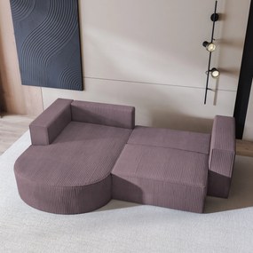 Masseno Narożnik SORELA z funkcją spania i pojemnikiem na pościel Narozniki L, Rozkładana sofa - Wrzos, POSO 130