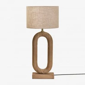 Lampa Stołowa Z Drewna Mango Tiberia Drewno Mango & Jasny Piaskowy Brąz Ø30 Cm - ↑20 Cm Arlina - Sklum