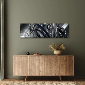 Obraz szarej abstrakcji z niebieskim (170x50 cm)
