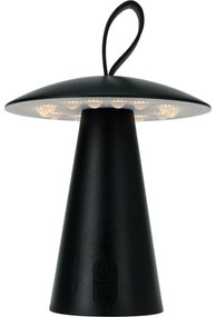 Zewnętrzna przenośna lampa stołowa LED Boise, czarny, USB, 15 x 17 cm, plastik