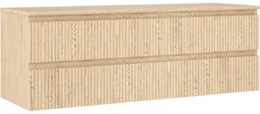 Mexen Rivel szafka łazienkowa podumywalkowa 140 cm z blatem, 2 szuflady, ryflowana , dąb - 91A20-14047-2-BFFC81