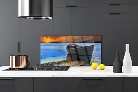 Panel Szklany Łodzie na Piaszczystym Brzegu