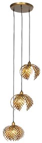 Wisząca lampa vintage złota okrągła 3-światłowa - Botanica Rustykalny / Vintage Oswietlenie wewnetrzne
