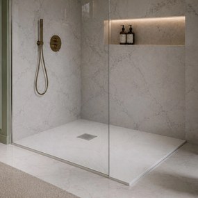 Brodzik z konglomeratu prostokątny 100 x 80 DIAMO White