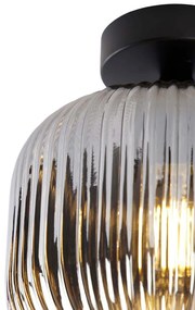 Inteligentna lampa sufitowa czarna z przydymionym szkłem w tym Wifi A60 - Karel ArtDeco Oswietlenie wewnetrzne