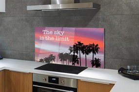 Szkło Ozdobne do Kuchni Napis pod Palmami o Zachodzie