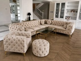 Zestaw w stylu glamour - narożnik Chesterfield Moet + fotel Chesterfield Moet + pufa Chesterfield Moet