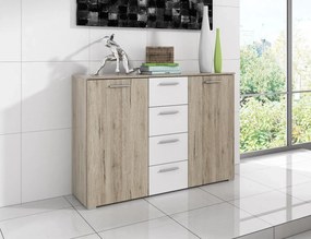Komoda BETA 2D4S 132cm san remo/biała HELVETIA