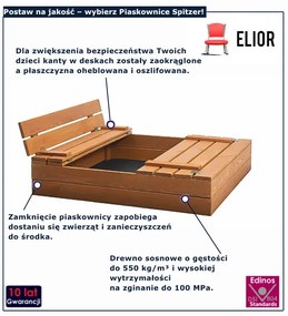 Drewniana zamykana piaskownica z ławeczkami 100 cm D3-M56