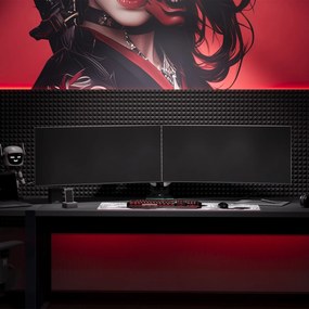 Uchwyt regulowany na 2 monitory 35 cali RGB Diablo X-Arm Dual, biało-czarny
