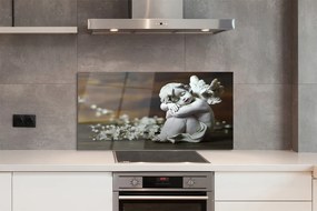 Szklany Panel Śpiący Aniołek i Polne Kwiaty