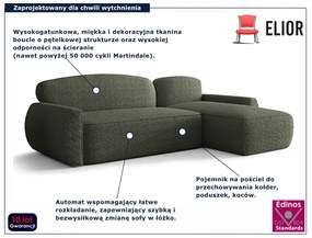 Zielony narożnik L z funkcją spania i pojemnikiem Z0-D01