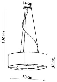 Czarna lampa wisząca z tekstylnym kloszem ø 50 cm Galata Slim – Nice Lamps