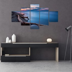 Obraz plaży o zachodzie słońca (125x70 cm)