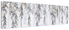 Obraz - Gałązki wierzby z motylami (170x50 cm)