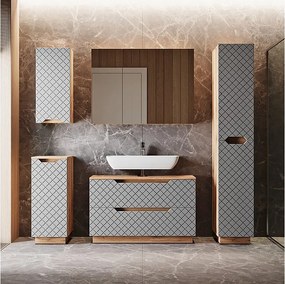 Zestaw mebli łazienkowych dąb/szary ze strukturą płytek 99.4x32x62.5 lotta