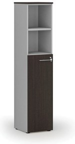 Szafa biurowa kombinowana PRIMO GRAY, drzwi na 3 poziomach, 400 x 420 x 1781 mm, szary/wenge