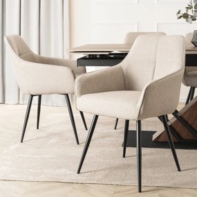 Krzesło Tapicerowane do Salonu PALMA Beżowe Nowoczesne