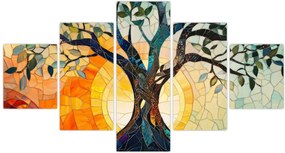Obraz – Mozaika – słońce i drzewo I. (125x70 cm)