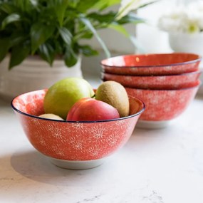 Czerwona miska ceramiczna Kitchen Craft Floral, ø 16 cm