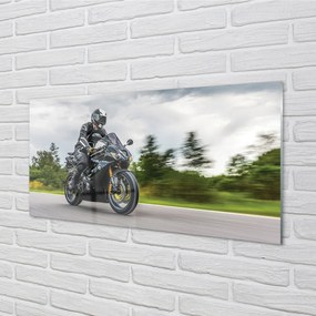 Szklany Panel Motocykl na Drodze pod Chmurami