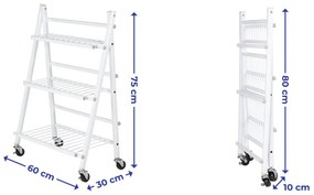 Kwietnik metalowy na kwiaty i zioła, 3 poziomy, na kółkach