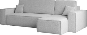 Narożnik z funkcją spania i pojemnikiem, Sofa w kształcie L, BEST L, tkanina Abriamo, Jasnoszary, Prawy