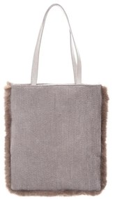 Torba na zakupy obszyta futerkiem, SHOPPING BAG, 38 x 40 cm