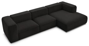 Czarny narożnik z materiału bouclé (prawostronny) Zephyr – Bobochic Paris