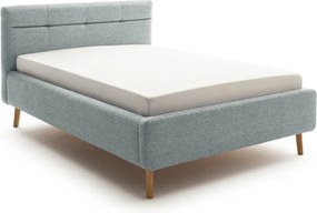Szaroniebieskie tapicerowane łóżko dwuosobowe ze schowkiem ze stelażem 140x200 cm Lotte – Meise Möbel