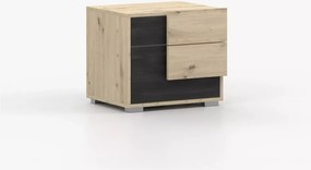 Norven – stolik nocny z dwiema szufladami w kolorze dąb artisan / sosna norweska
