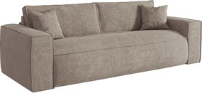 Kanapa 3-osobowa typu express z tkaniny w kolorze taupe - pow. spania 140 cm - Materac 13 cm z pamięcią kształtu - AMELIA