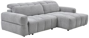 Kanapa narożna  z funkcją relaksu, prawostronna, z  funkcją relaksu i elektrycznie wysuwanym siedziskiem w szarym materiale CARIALA