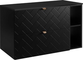 Meble łazienkowe, Czarny Mat, 100 x 57 x 46 cm, złote uchwyty