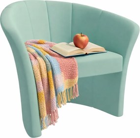 Miętowy tapicerowany fotel wypoczynkowy do salonu D2-E16