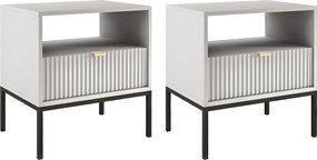 Zestaw 2 szafek nocnych z 1 szufladą i 1 wnęką - Szary - LIOUBA Pascala MORABITO