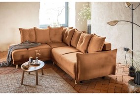 Ceglasty sztruksowy rozkładany narożnik (lewostronny) Lazy Lukka – Miuform