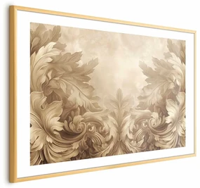Plakat Rzeźbione ornamenty 60x40 cm z ramą złotą z marginesem ARTGEIST B
