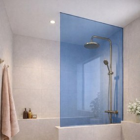 Ścianka prysznicowa Walk In MOLIS HALF Classic Blue szkło niebieskie | Różne rozmiary : Kolor profili kabiny - złoty, Rozmiar - 80 x 180 cm