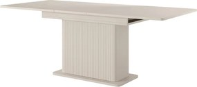 Beżowy Stół rozkładany LETNA M 160–200 cm ryflowana podstawa do jadalni i salonu